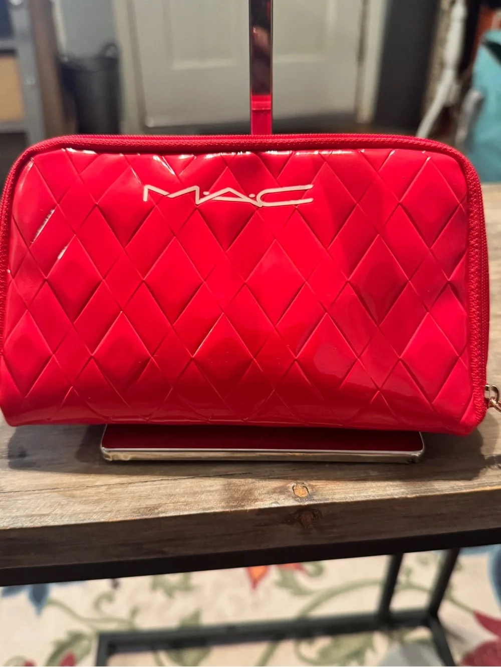 MAC Cosmetics Glossy Quilted Red Makeup Pouch